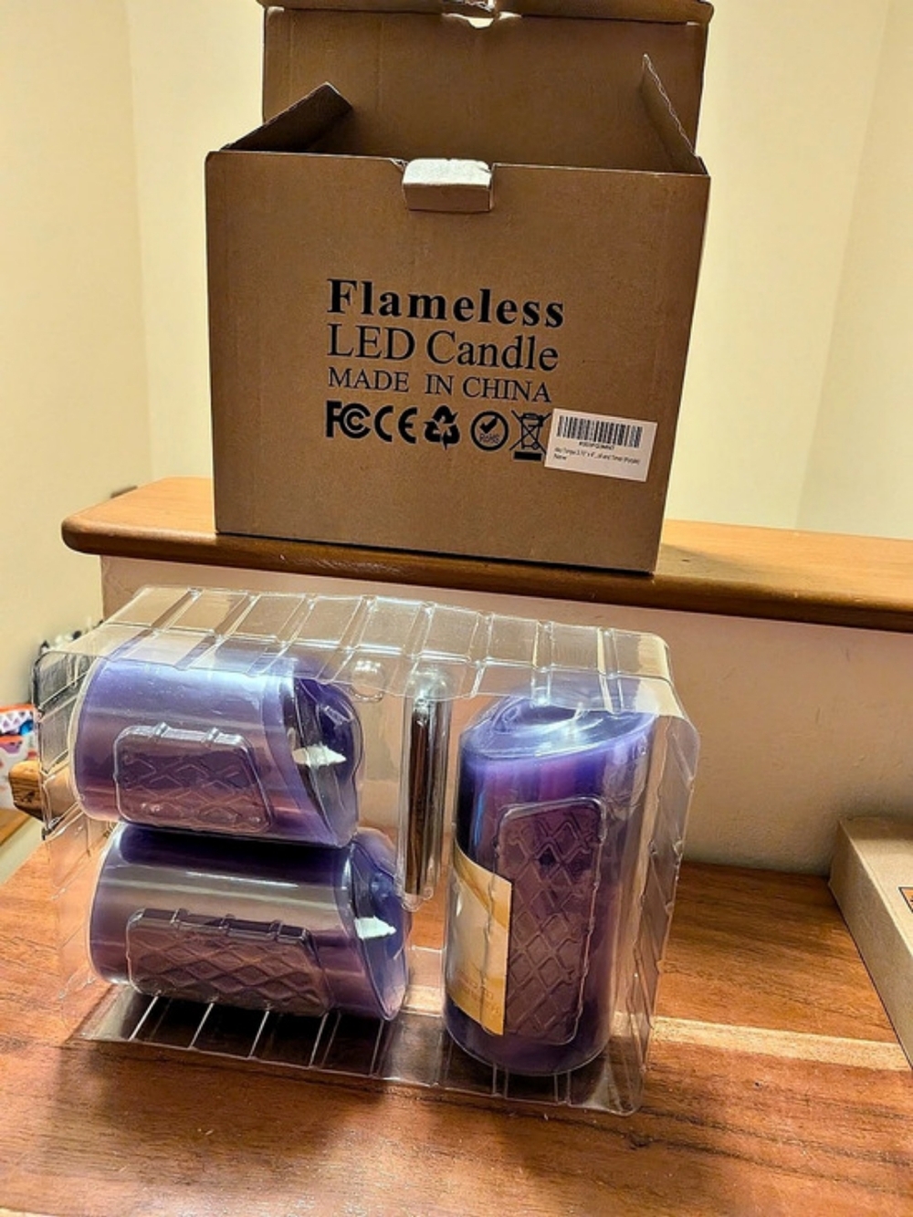 Flameless LED Candle Set, Purple